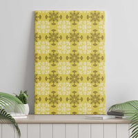 Yellow Hawaiian Quilt Canvas Wall Art Hawaii Pineapple Monstera Palaka Motifs - Polynesian Pride