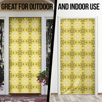 Yellow Hawaiian Quilt Door Cover Hawaii Pineapple Monstera Palaka Motifs - Polynesian Pride