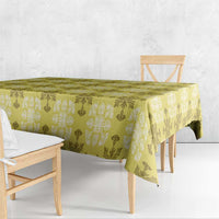 Yellow Hawaiian Quilt Tablecloth Hawaii Pineapple Monstera Palaka Motifs - Polynesian Pride