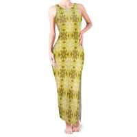 Yellow Hawaiian Quilt Tank Maxi Dress Hawaii Pineapple Monstera Palaka Motifs - Polynesian Pride