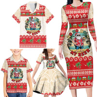 Mele Kalikimaka Hawaii Family Matching Long Sleeve Bodycon Dress and Hawaiian Shirt Funny Beer-Loving Santa Hawaiian Tropical - Polynesian Pride