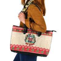 Mele Kalikimaka Hawaii Leather Tote Bag Funny Beer-Loving Santa Hawaiian Tropical LT14 Red - Polynesian Pride