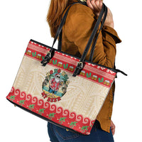 Mele Kalikimaka Hawaii Leather Tote Bag Funny Beer-Loving Santa Hawaiian Tropical LT14 - Polynesian Pride