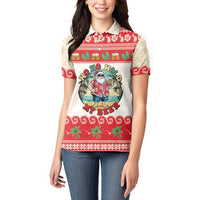 Mele Kalikimaka Hawaii Women Polo Shirt Funny Beer-Loving Santa Hawaiian Tropical - Polynesian Pride