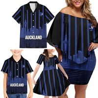 New Zealand Auckland Football Custom Family Matching Off Shoulder Short Dress and Hawaiian Shirt Go City of Sails Est 2025 LT14 - Polynesian Pride