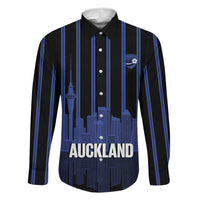 New Zealand Auckland Football Custom Family Matching Off Shoulder Short Dress and Hawaiian Shirt Go City of Sails Est 2025 LT14 Dad's Shirt - Long Sleeve Black - Polynesian Pride