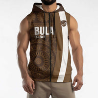 Bula Fiji Football Custom Sleeveless Zip Hoodie One Vanua One Team Tapa Pattern