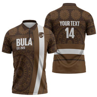 Bula Fiji Football Custom Zipper Polo Shirt One Vanua One Team Tapa Pattern