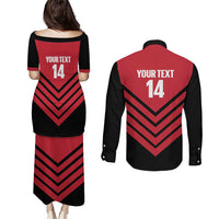 Hekari Papua New Guinea Football Custom Couples Matching Puletasi and Long Sleeve Button Shirt Go PNG Red Army