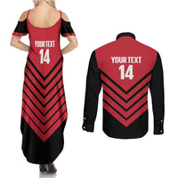 Hekari Papua New Guinea Football Custom Couples Matching Summer Maxi Dress and Long Sleeve Button Shirt Go PNG Red Army
