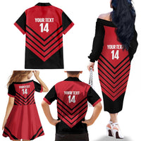 Hekari Papua New Guinea Football Custom Family Matching Off The Shoulder Long Sleeve Dress and Hawaiian Shirt Go PNG Red Army