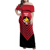 Hekari Papua New Guinea Football Custom Family Matching Off Shoulder Maxi Dress and Hawaiian Shirt Go PNG Red Army