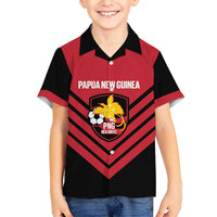 Hekari Papua New Guinea Football Custom Family Matching Short Sleeve Bodycon Dress and Hawaiian Shirt Go PNG Red Army LT14 Son's Shirt Red - Polynesian Pride