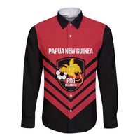 Hekari Papua New Guinea Football Custom Long Sleeve Button Shirt Go PNG Red Army