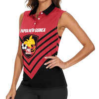 Hekari Papua New Guinea Football Custom Women Sleeveless Polo Shirt Go PNG Red Army