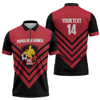 Hekari Papua New Guinea Football Custom Zipper Polo Shirt Go PNG Red Army