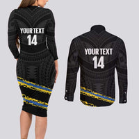 Kings Solomon Islands Football Custom Couples Matching Long Sleeve Bodycon Dress and Long Sleeve Button Shirt Come On Solomons Polynesian Grunge Style