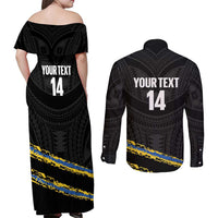 Kings Solomon Islands Football Custom Couples Matching Off Shoulder Maxi Dress and Long Sleeve Button Shirt Come On Solomons Polynesian Grunge Style