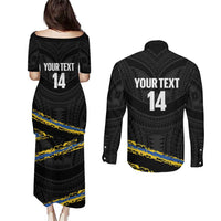 Kings Solomon Islands Football Custom Couples Matching Puletasi and Long Sleeve Button Shirt Come On Solomons Polynesian Grunge Style