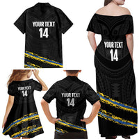 Kings Solomon Islands Football Custom Family Matching Off Shoulder Maxi Dress and Hawaiian Shirt Come On Solomons Polynesian Grunge Style
