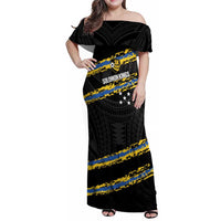 Kings Solomon Islands Football Custom Family Matching Off Shoulder Maxi Dress and Hawaiian Shirt Come On Solomons Polynesian Grunge Style