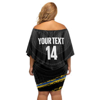 Kings Solomon Islands Football Custom Family Matching Off Shoulder Short Dress and Hawaiian Shirt Come On Solomons Polynesian Grunge Style