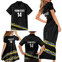 Kings Solomon Islands Football Custom Family Matching Short Sleeve Bodycon Dress and Hawaiian Shirt Come On Solomons Polynesian Grunge Style