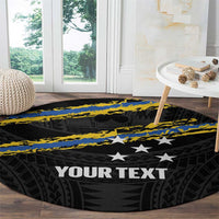 Kings Solomon Islands Football Custom Round Carpet Come On Solomons Polynesian Grunge Style
