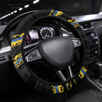Kings Solomon Islands Football Steering Wheel Cover Come On Solomons Polynesian Grunge Style LT14 Universal Fit Black - Polynesian Pride