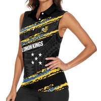 Kings Solomon Islands Football Custom Women Sleeveless Polo Shirt Come On Solomons Polynesian Grunge Style