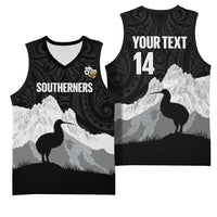 New Zealand South Island Football Custom Basketball Jersey Aoraki Mount Cook With Kiwi Maori Pattern