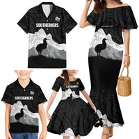 New Zealand South Island Football Custom Family Matching Mermaid Dress and Hawaiian Shirt Aoraki Mount Cook With Kiwi Maori Pattern
