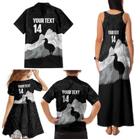 New Zealand South Island Football Custom Family Matching Tank Maxi Dress and Hawaiian Shirt Aoraki Mount Cook With Kiwi Maori Pattern