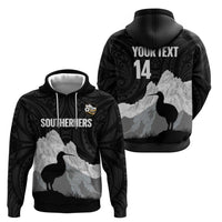 New Zealand South Island Football Custom Hoodie Aoraki Mount Cook With Kiwi Maori Pattern
