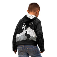 New Zealand South Island Football Custom Kid Hoodie Aoraki Mount Cook With Kiwi Maori Pattern LT14 - Polynesian Pride