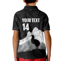 New Zealand South Island Football Custom Kid Polo Shirt Aoraki Mount Cook With Kiwi Maori Pattern