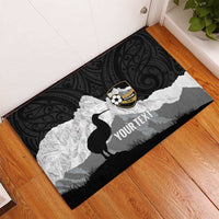 New Zealand South Island Football Custom Rubber Doormat Aoraki Mount Cook With Kiwi Maori Pattern