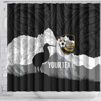 New Zealand South Island Football Custom Shower Curtain Aoraki Mount Cook With Kiwi Maori Pattern