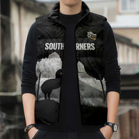 New Zealand South Island Football Custom Sleeveless Puffer Jacket Aoraki Mount Cook With Kiwi Maori Pattern