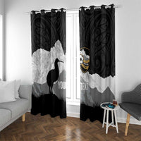 New Zealand South Island Football Custom Window Curtain Aoraki Mount Cook With Kiwi Maori Pattern