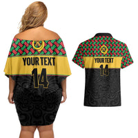 Vanuatu Football Custom Couples Matching Off Shoulder Short Dress and Hawaiian Shirt Go Chiefs Basket-weave Pattern