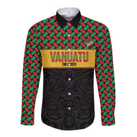Vanuatu Football Custom Long Sleeve Button Shirt Go Chiefs Basket-weave Pattern