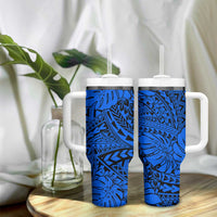 Blue Hawaii Tumbler With Handle Polynesian Tribal Art