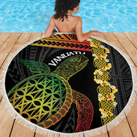 Vanuatu Sand Drawing Turtle Beach Blanket Happy Independence Day