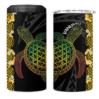 Vanuatu Sand Drawing Turtle 4 in 1 Can Cooler Tumbler Happy Independence Day
