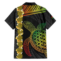 Vanuatu Sand Drawing Turtle Family Matching Off Shoulder Short Dress and Hawaiian Shirt Happy Independence Day