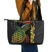 Vanuatu Sand Drawing Turtle Leather Tote Bag Happy Independence Day