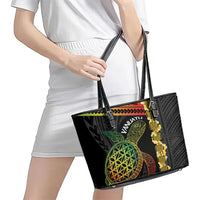 Vanuatu Sand Drawing Turtle Leather Tote Bag Happy Independence Day