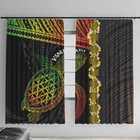 Vanuatu Sand Drawing Turtle Window Curtain Happy Independence Day