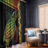 Vanuatu Sand Drawing Turtle Window Curtain Happy Independence Day